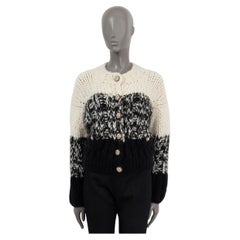 CHANEL black & white cashmere 2019 CHUNKY Cardigan Sweater 38 S 19K