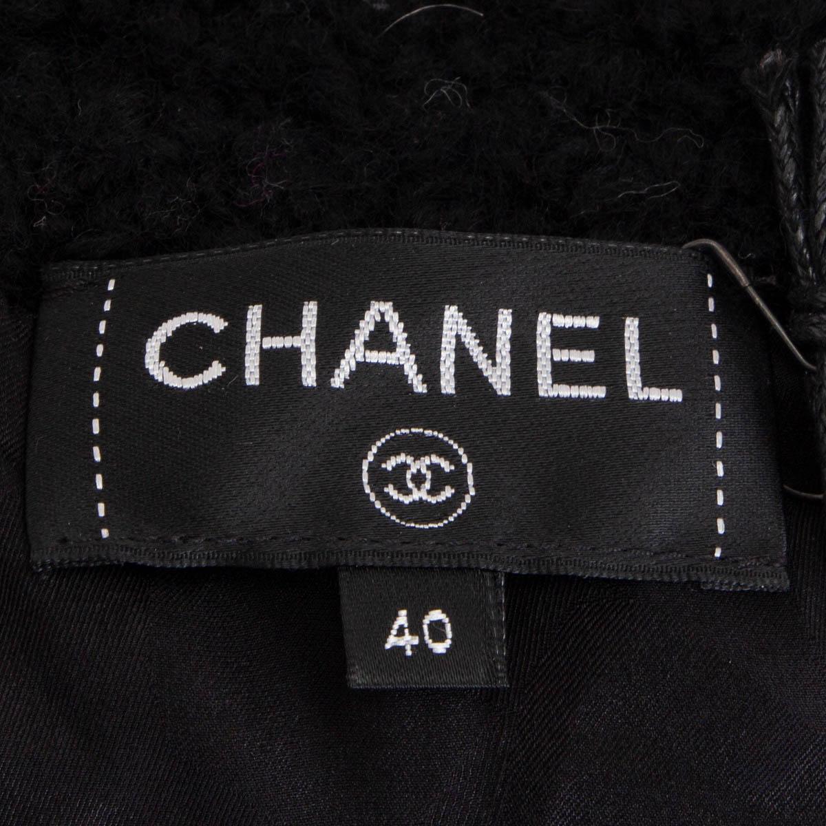 CHANEL black & white cashmere blend 2019 KNIT BOMBER Jacket 40 M 3