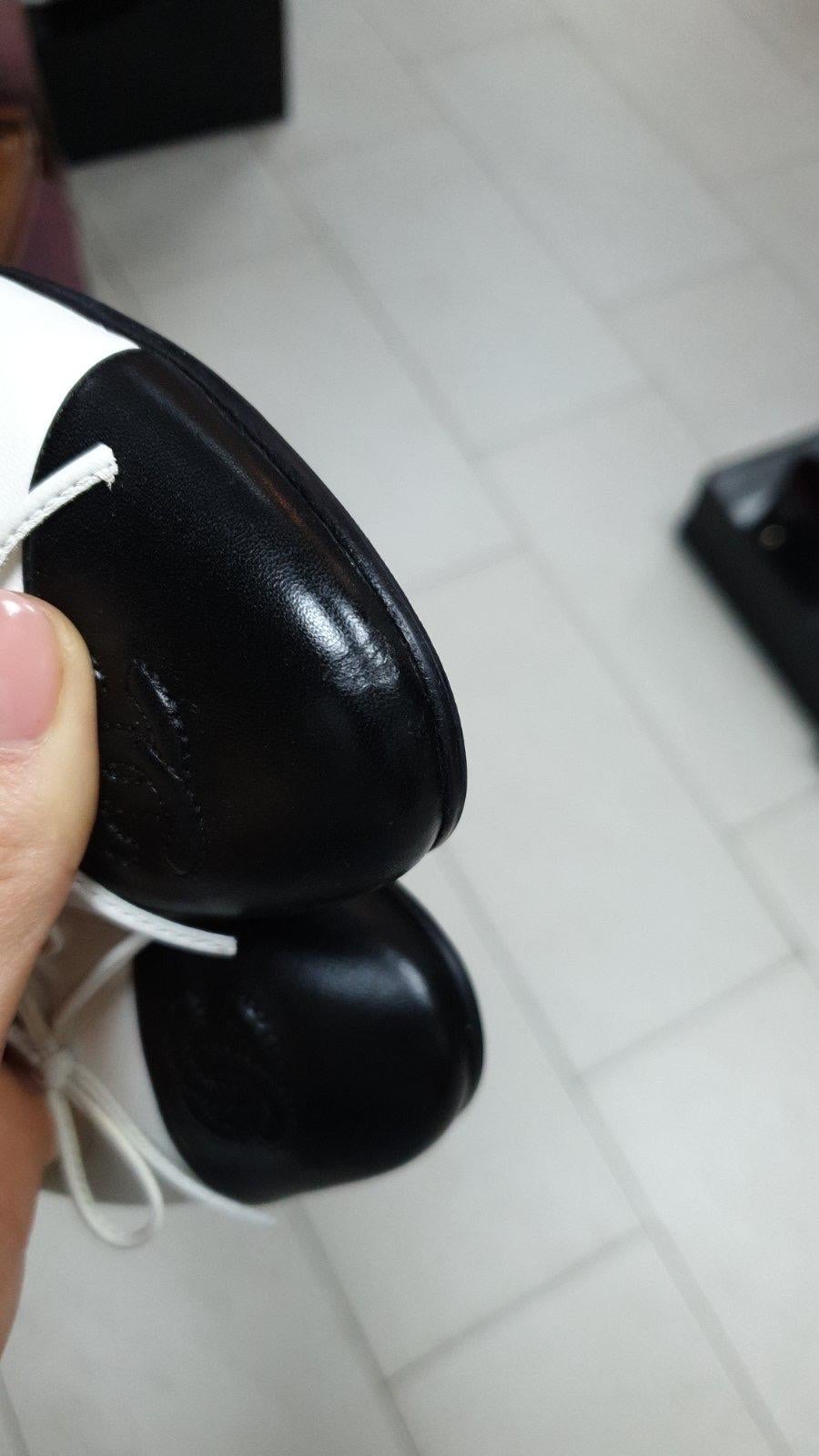 Chanel Black White CC Logo Ballet Flat Shoes 5