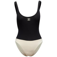 Chanel Black and White CC One-Piece Swimsuit at 1stDibs