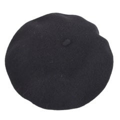 CHANEL Black White CC Wool Beret Hat