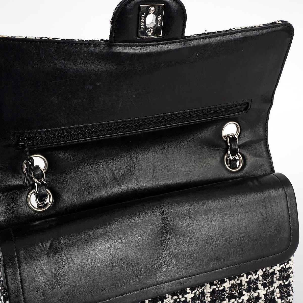 CHANEL black white CLASSIC MEDIUM TWEED TIMELESS DOBULE FLAP Bag For Sale 4
