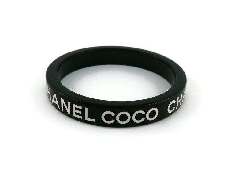 Chanel Black and White Coco Chanel Bangle Bracelet at 1stDibs