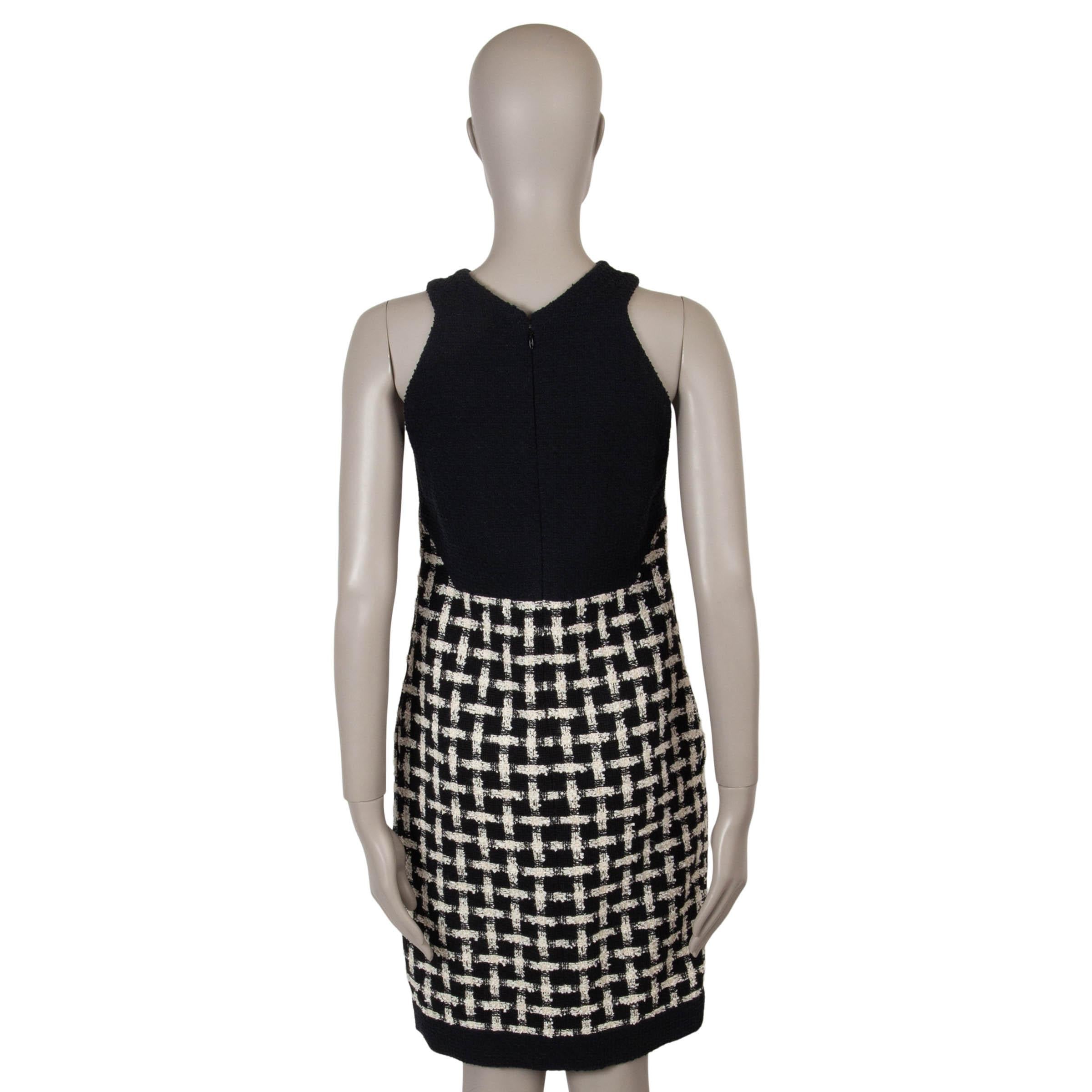 CHANEL blanco y negro algodón 09P SLEEVELESS TWEED Vestido 38 S Negro en venta