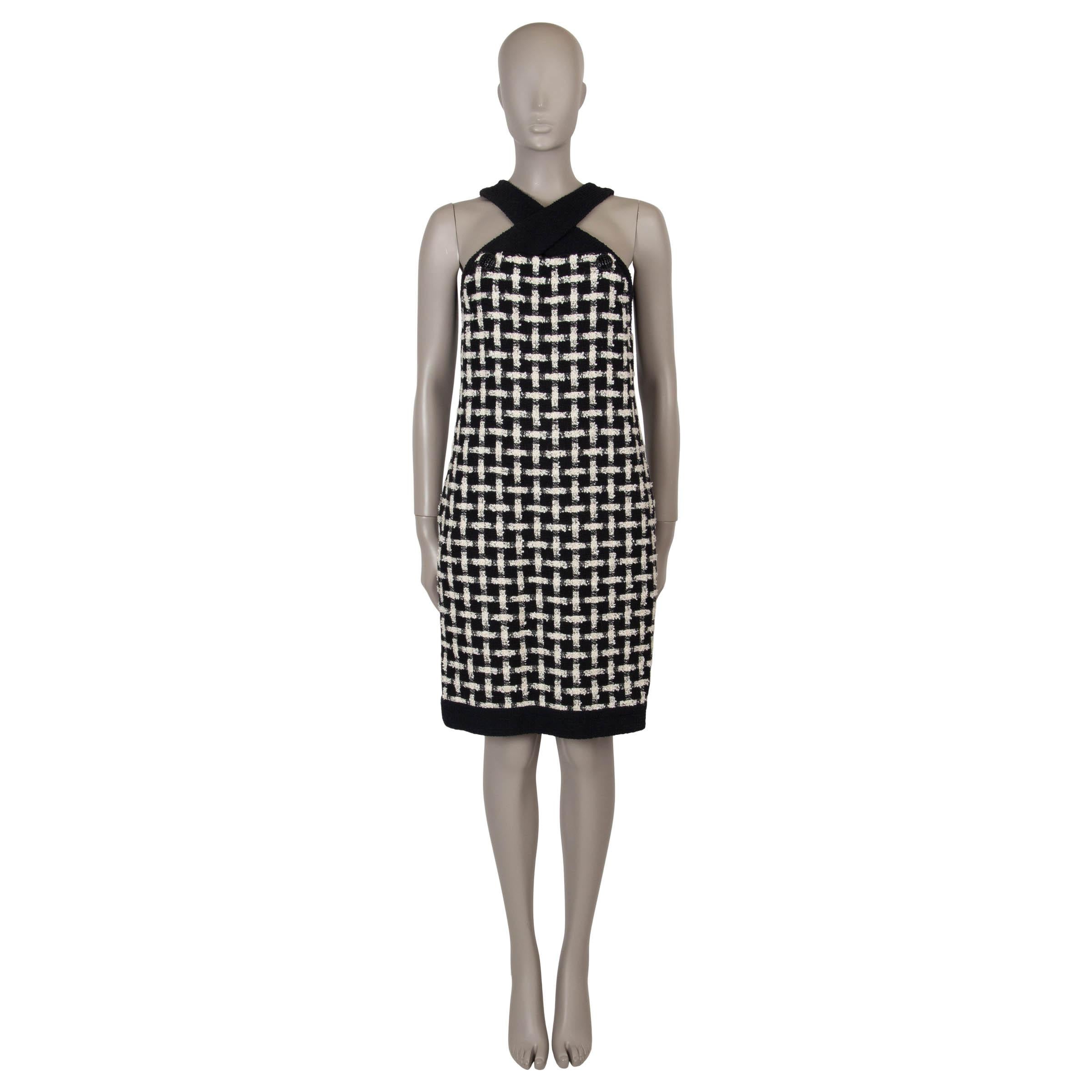 De las mujeres CHANEL blanco y negro algodón 09P SLEEVELESS TWEED Vestido 38 S en venta