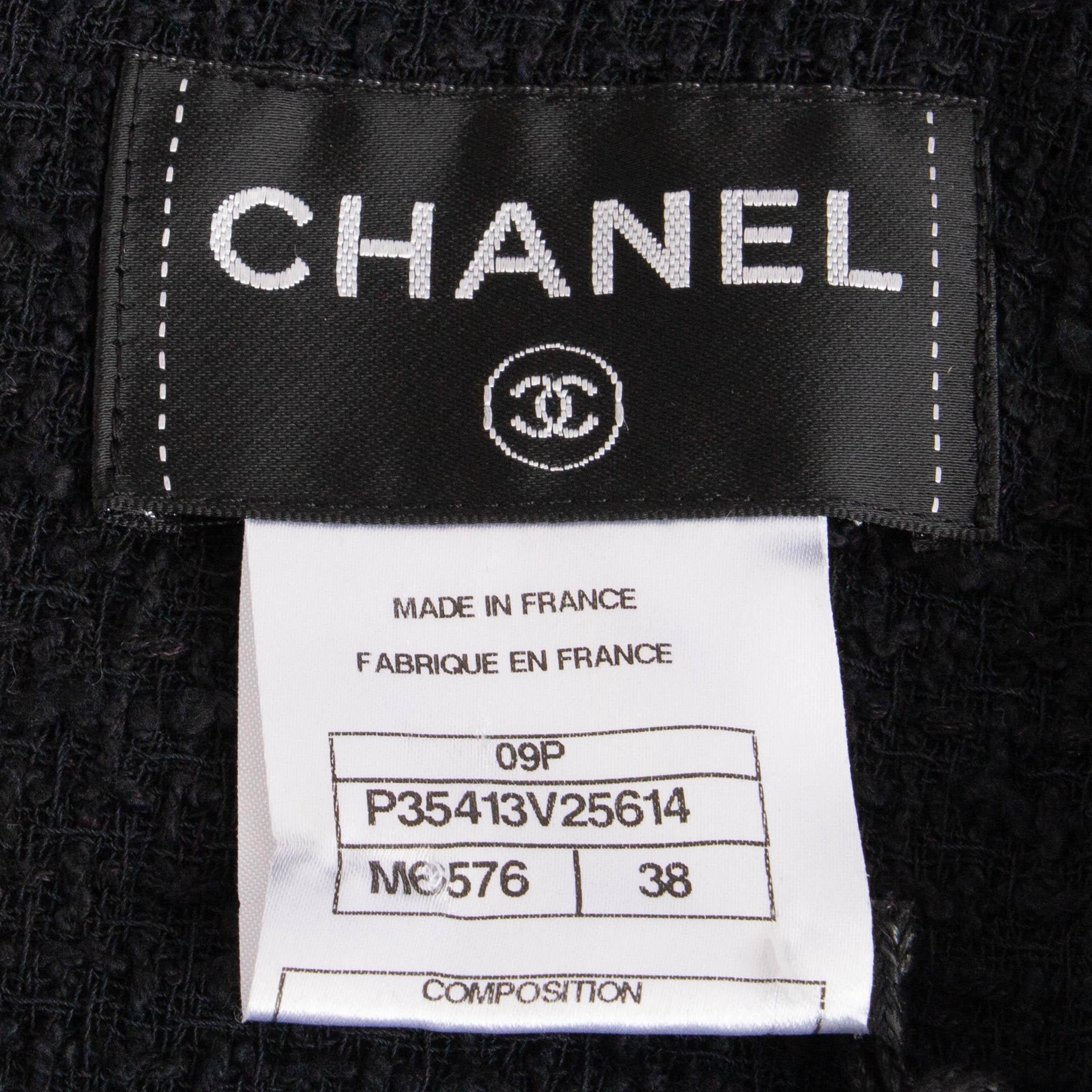 CHANEL blanco y negro algodón 09P SLEEVELESS TWEED Vestido 38 S en venta 2