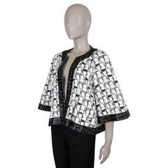 CHANEL black white cotton 15C DUBAI GEOMETRIC Jacket 40 M