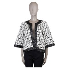 CHANEL black white cotton 15C DUBAI GEOMETRIC Jacket 40 M