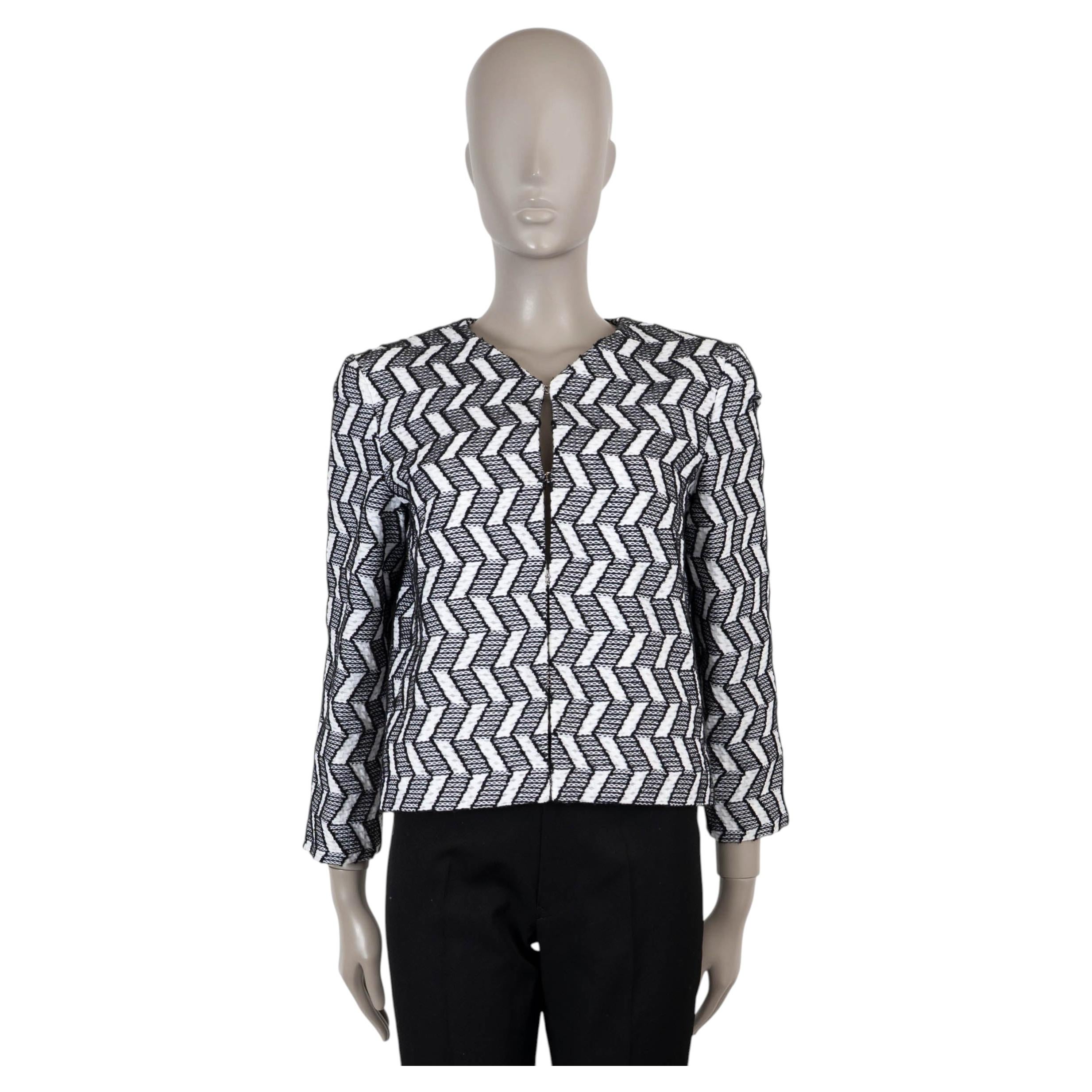 Chanel giacca in cotone bianco nero 16S GEOMETRIC TWEED 40 M.