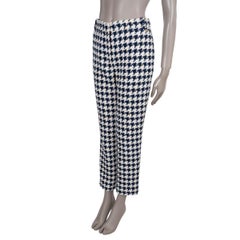 CHANEL black & white cotton 21P HOUNDSTOOTH STRAIGHT TWEED Pants 36 XS