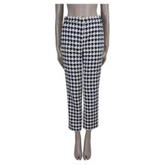 CHANEL black & white cotton 21P HOUNDSTOOTH STRAIGHT TWEED Pants 36 XS