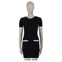 CHANEL black & white cotton 22C DUBAI RIB-KNIT Dress 34 XS