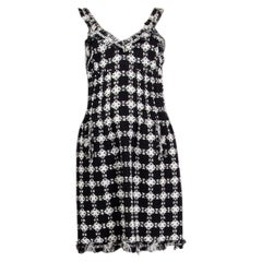 CHANEL black & white cotton BOUCLE Sleeveless Dress 36 XS