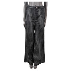 CHANEL black & white cotton denim 2023 23A DAKAR STRIPED WIDE JEANS Pants 38 S