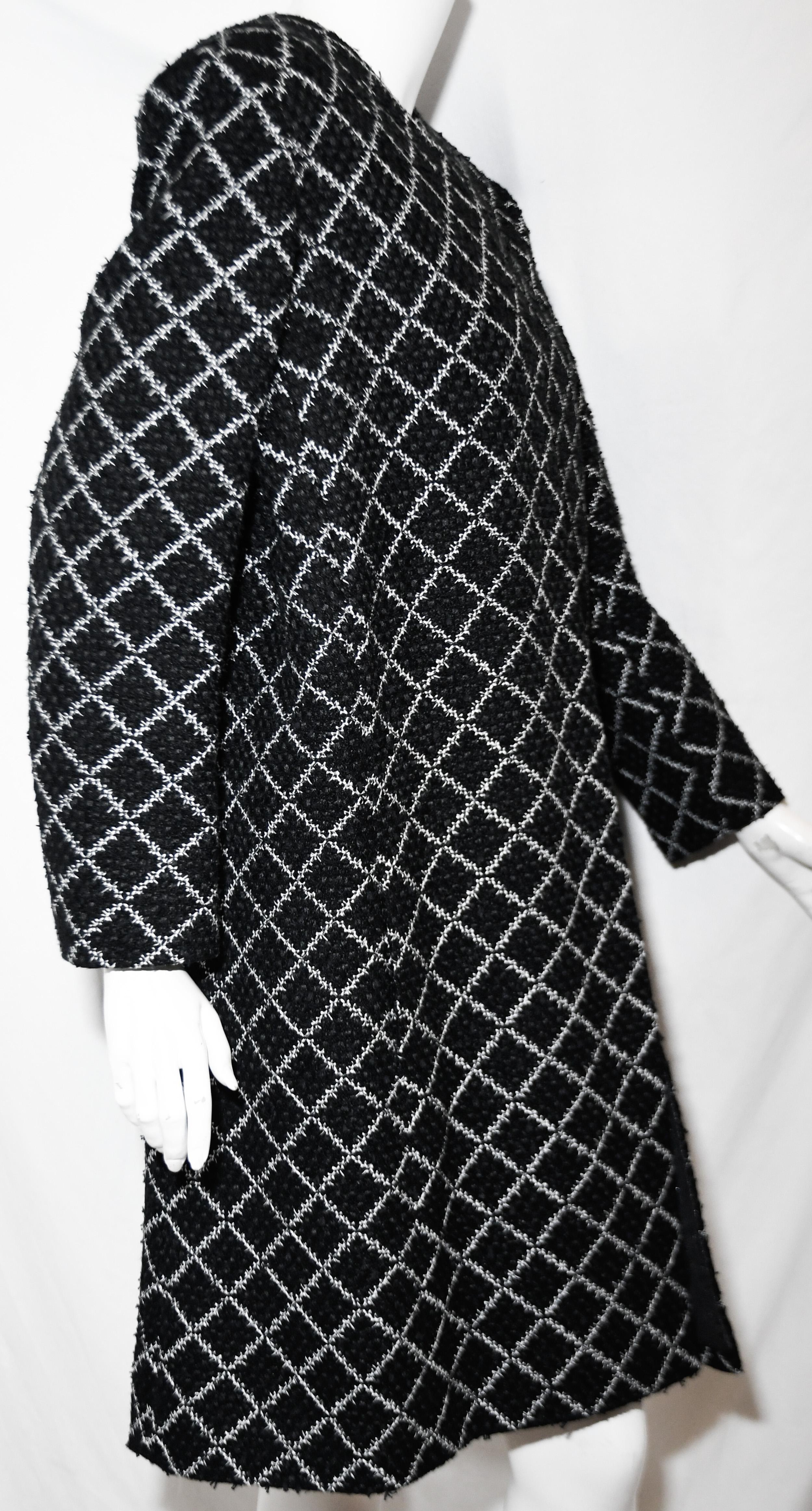 chanel black and white coat