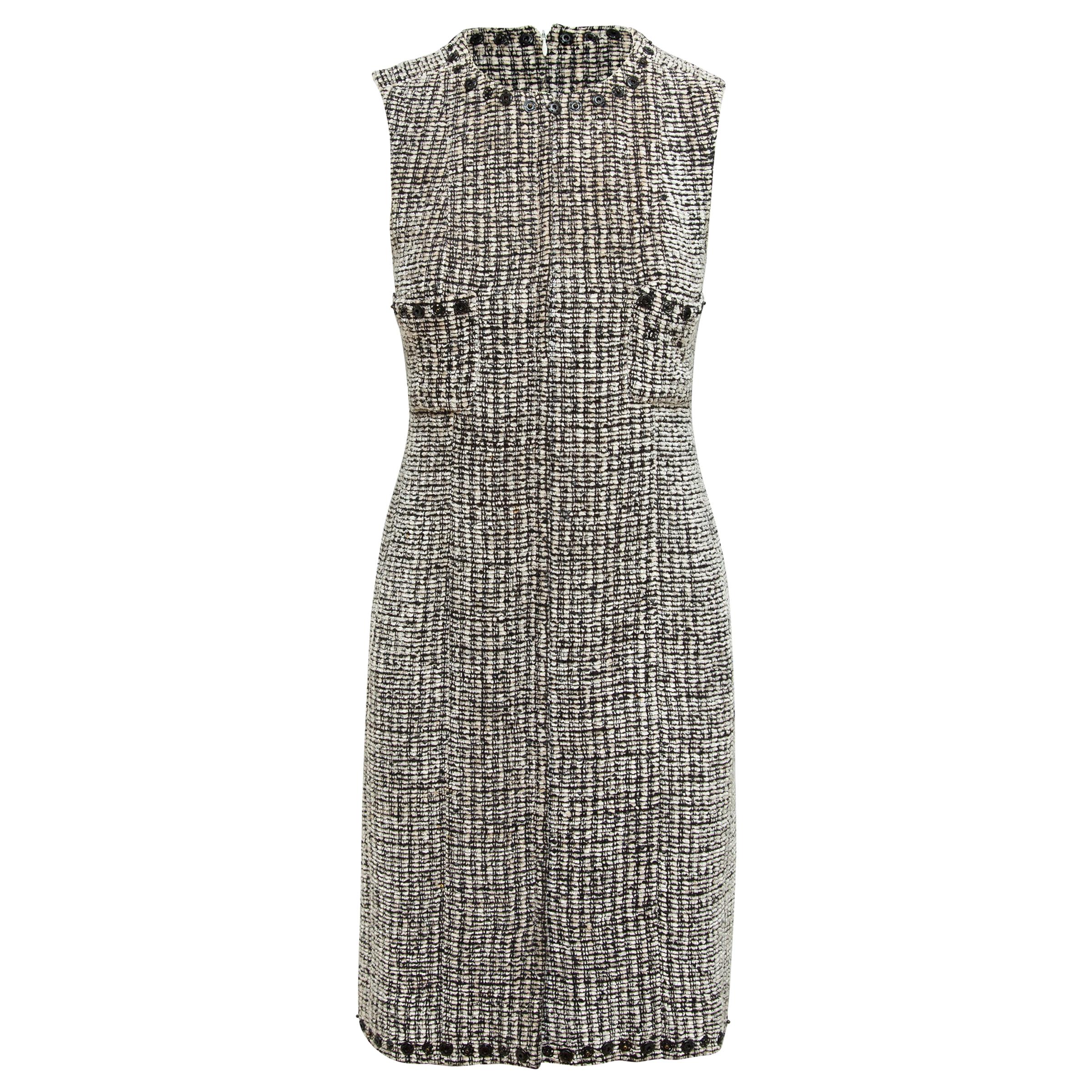Chanel Fall 2002 Vintage Black and White Tweed Dress - 36 / 4