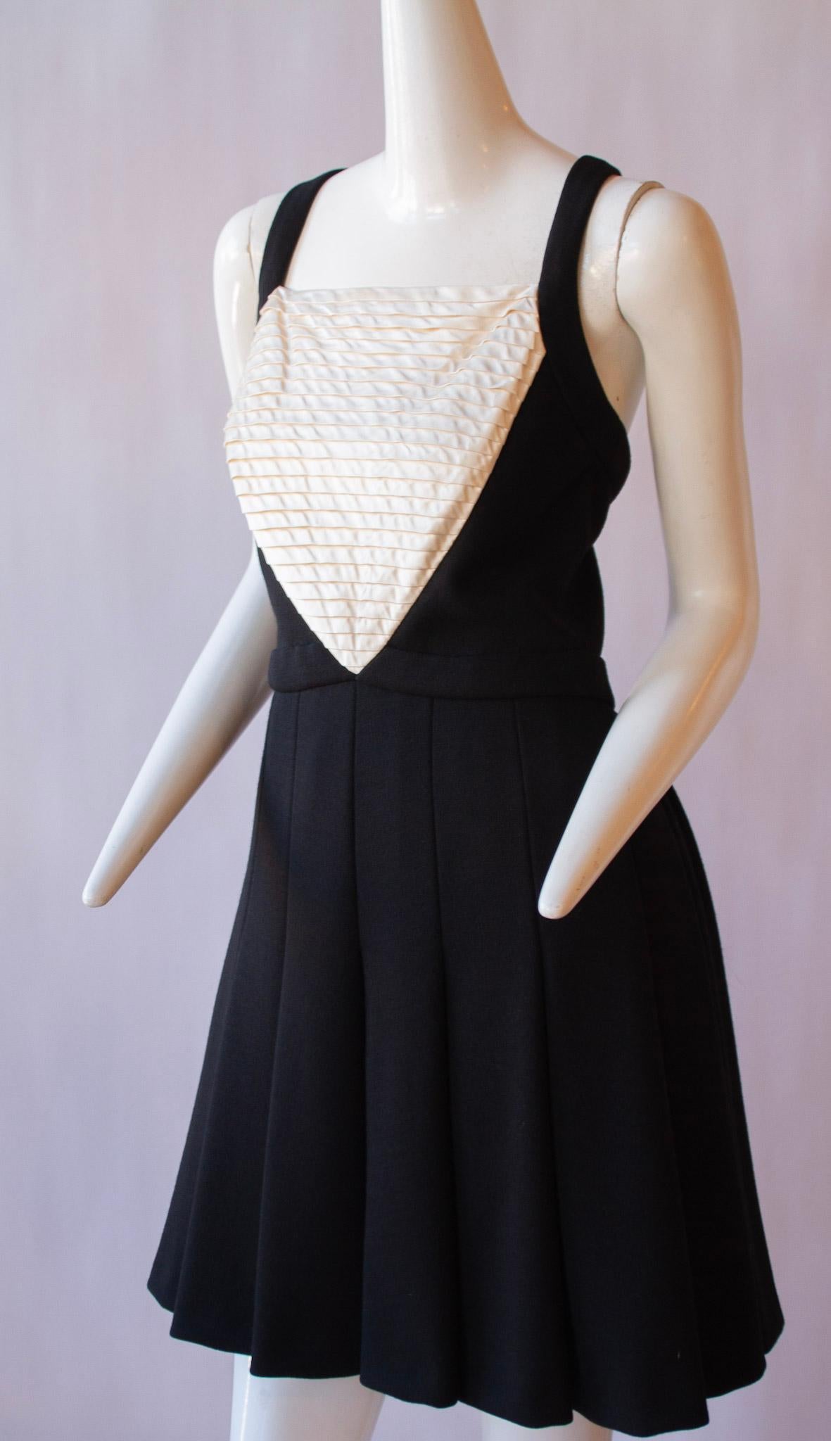 Chanel Black & White Halter Dress with Pleats  In Excellent Condition In Kingston, NY