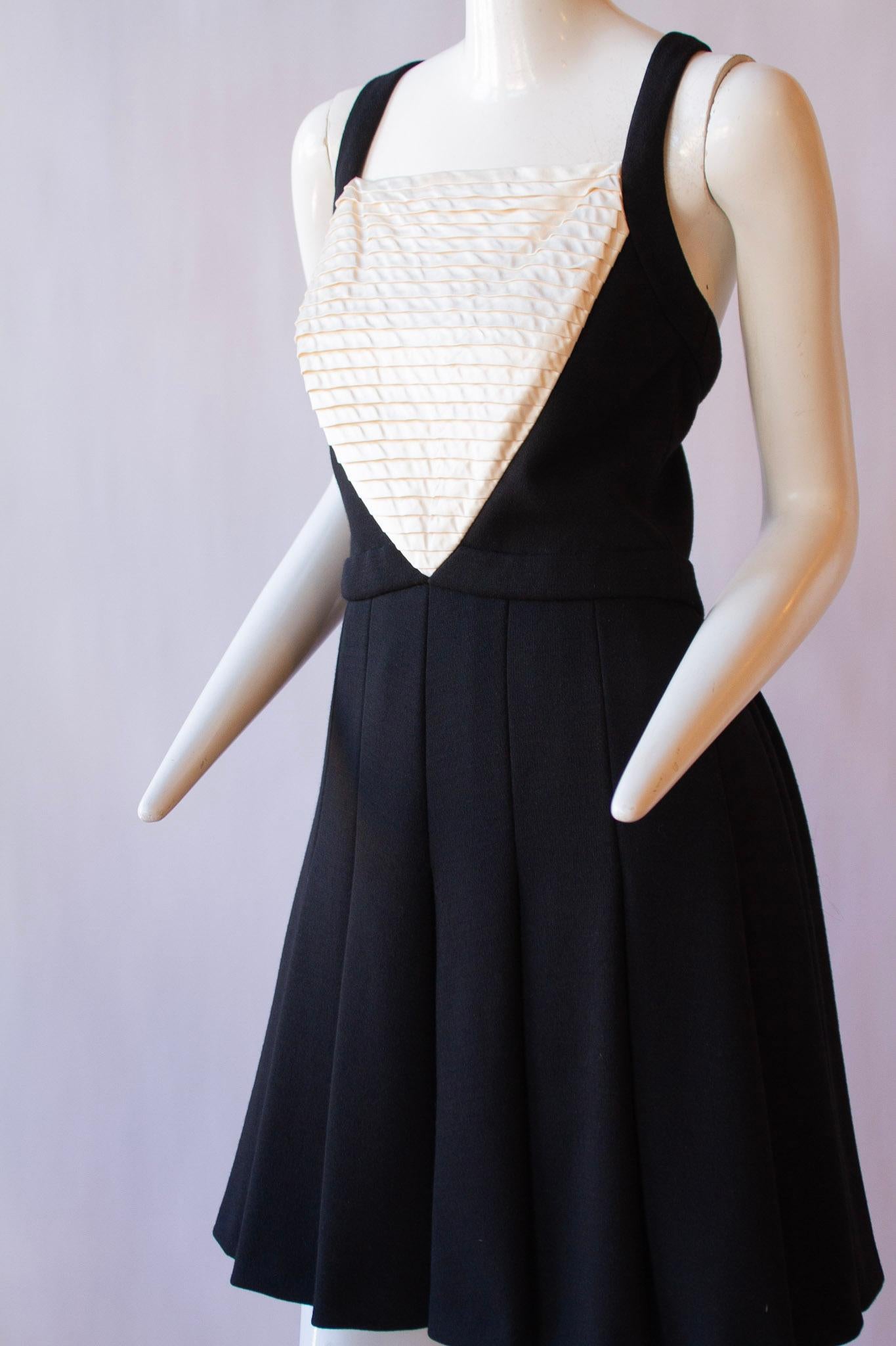 Women's Chanel Black & White Halter Dress with Pleats 