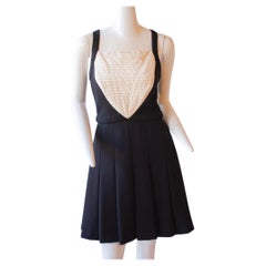 Chanel Black & White Halter Dress with Pleats 