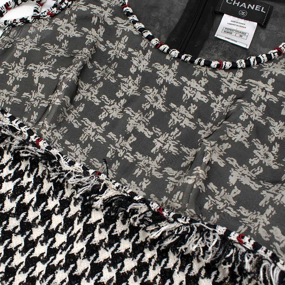  Chanel Black & White Houndstooth Tweed Dress SIZE 36 2