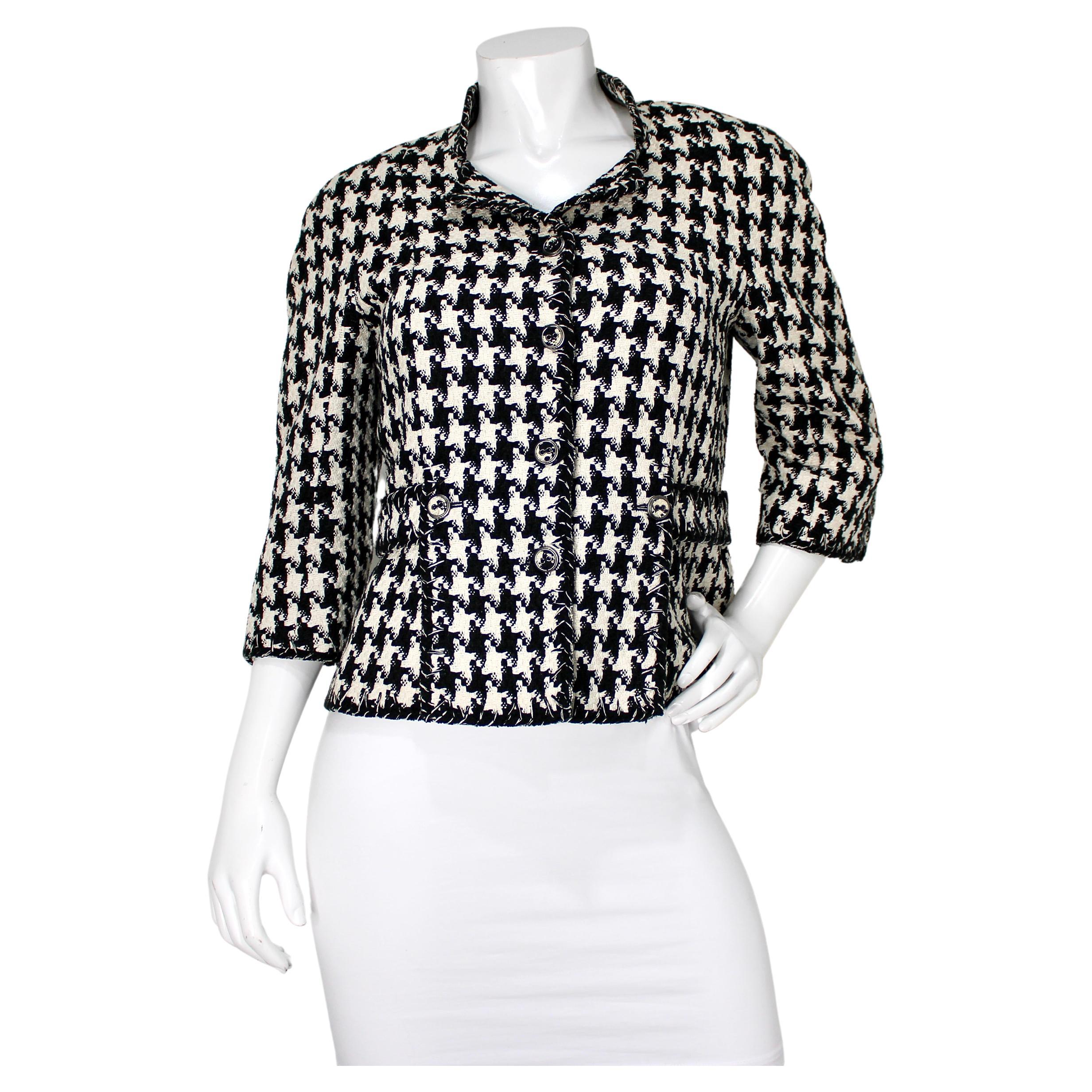 Giacca Chanel in pied-de-poule bianco e nero circa 2008