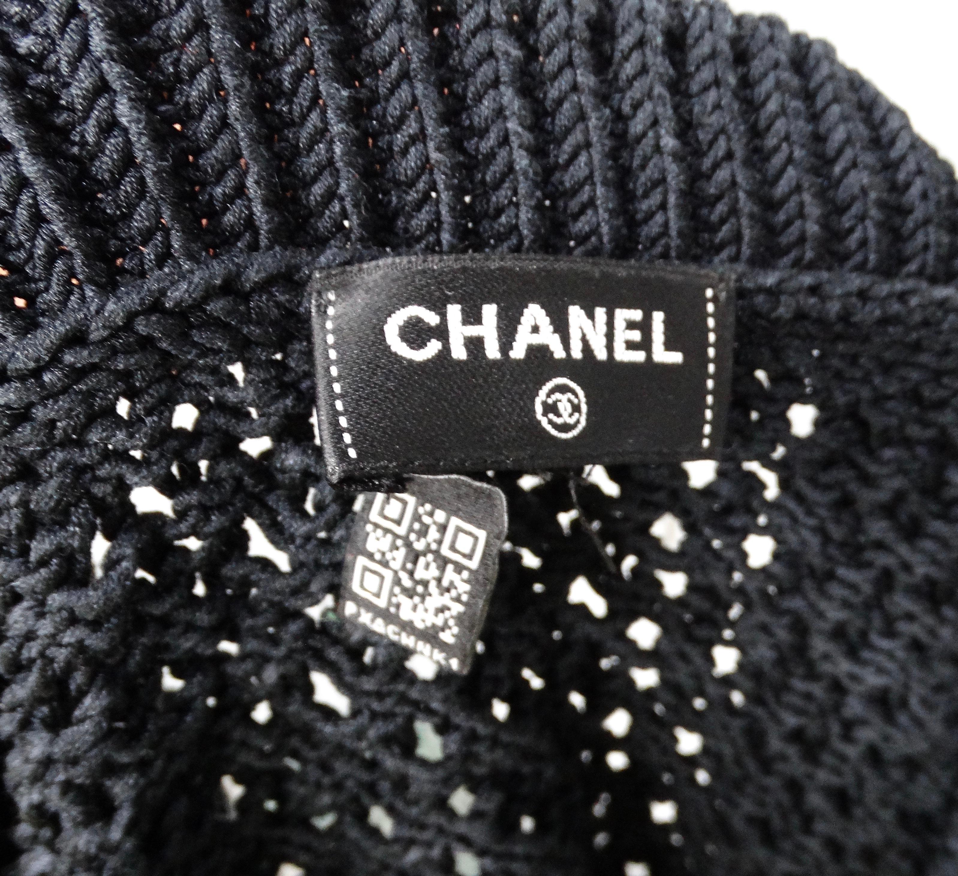 Chanel Black & White Knit Cotton & Silk Cropped Sweater For Sale 3