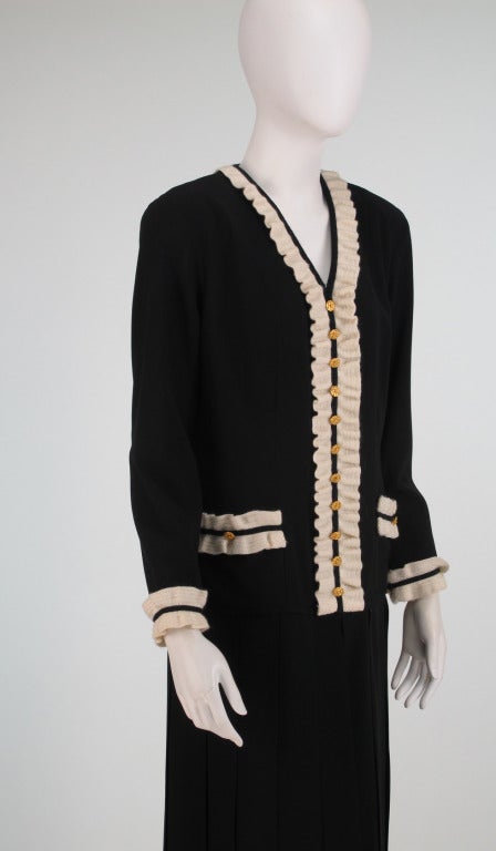 Chanel Black & White Knit dress 1980s 3