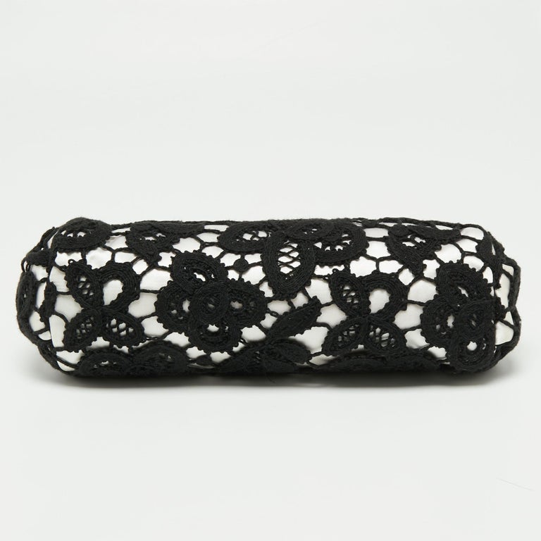 Chanel Black/White Lace CC Frame Clutch For Sale at 1stDibs