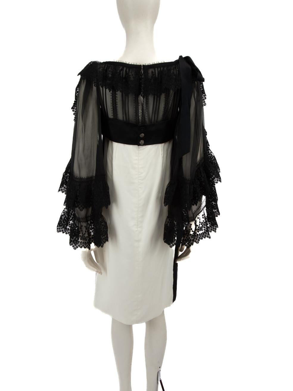 Gray Chanel Black & White Lace Panel Dress Size M