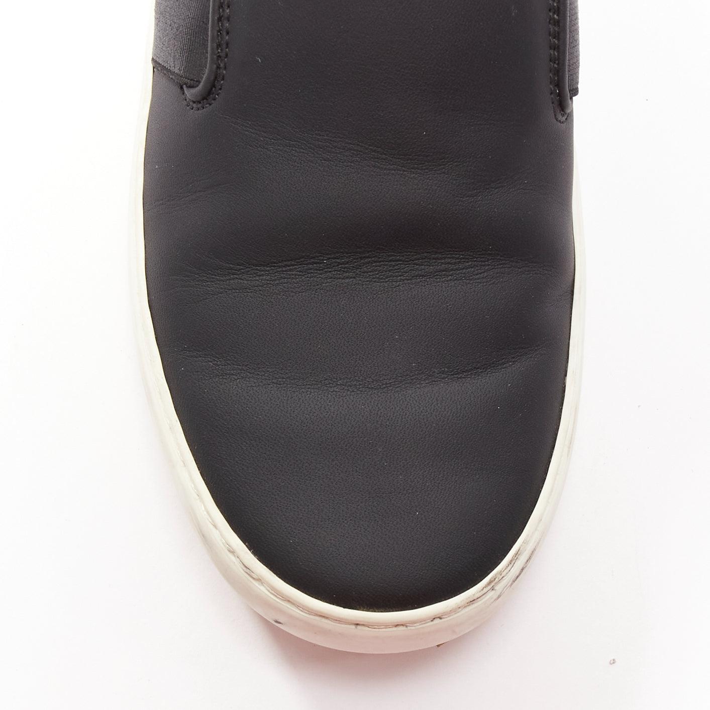 CHANEL black white leather CC logo back minimal classic skates sneakers EU36 For Sale 1