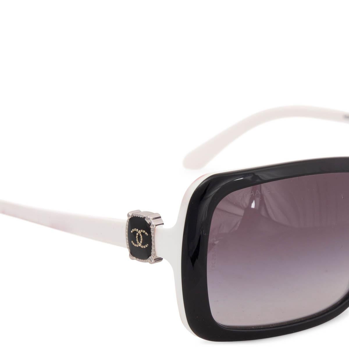 CHANEL Schwarz-weiße LOGO 5175 Sonnenbrille LOGO (Grau) im Angebot