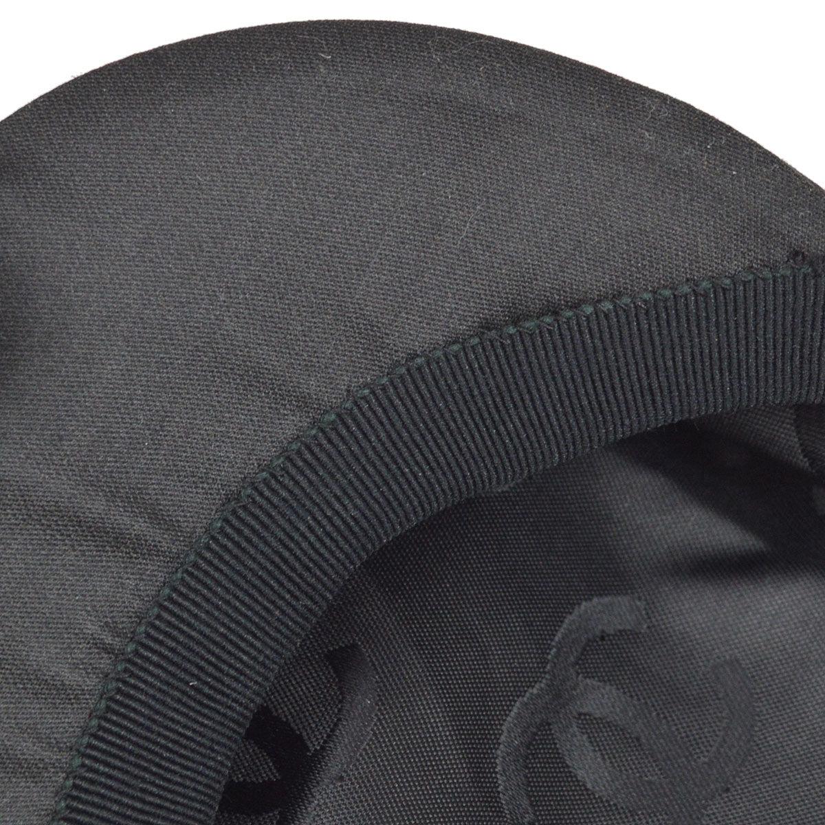 Women's CHANEL Black White Logo Cotton Silk Blend Paperboy Cap Hat 