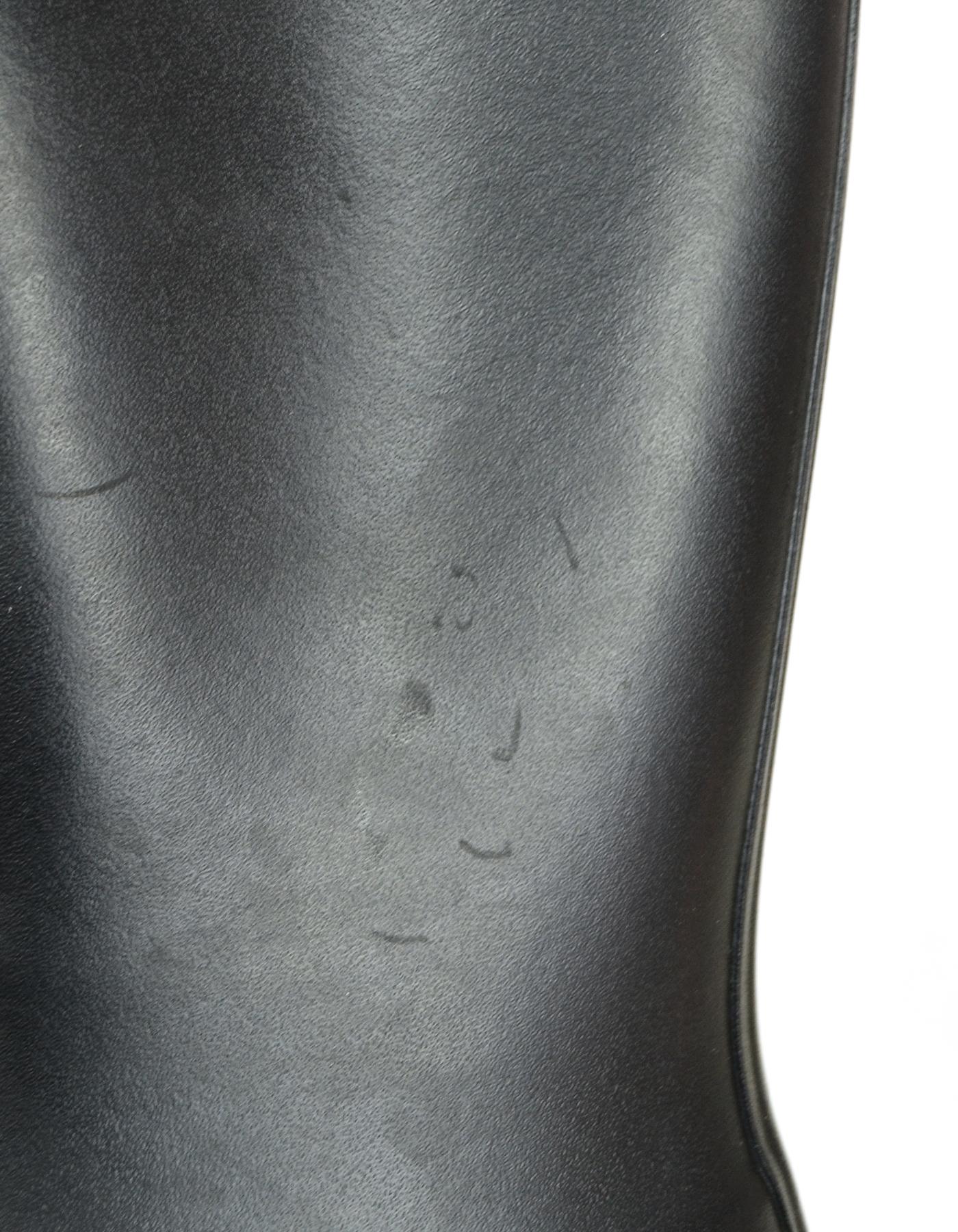 Chanel Black/White Logo Rubber Rain Boots sz 38 2