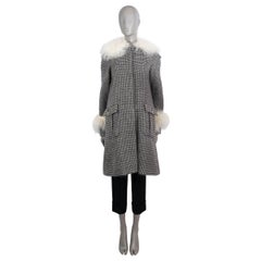 CHANEL black & white mohair 2014 14A DALLAS FUR TRIM TWEED Coat Jacket 36 XS