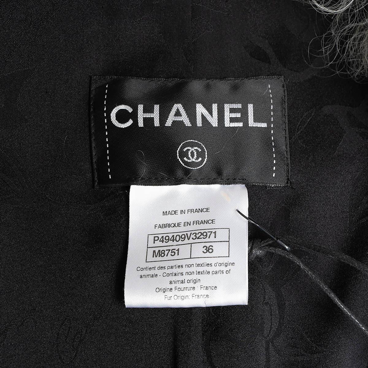 CHANEL black & white mohair 2014 14A DALLAS FUR TRIM TWEED Coat Jacket 36 XS For Sale 5