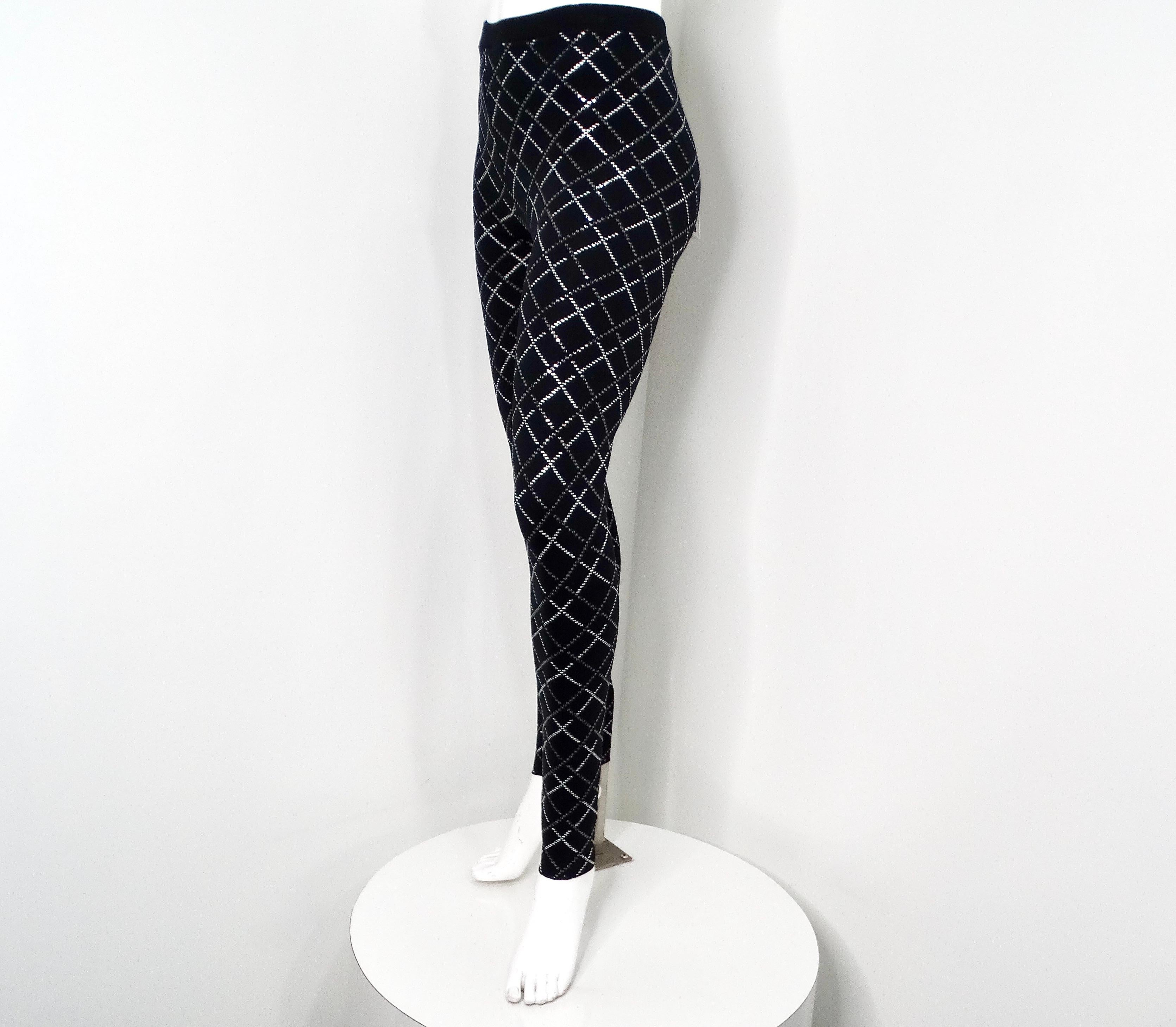 Chanel Schwarz-Weiß Neopren Reflektierende Hose 2020 im Angebot 2