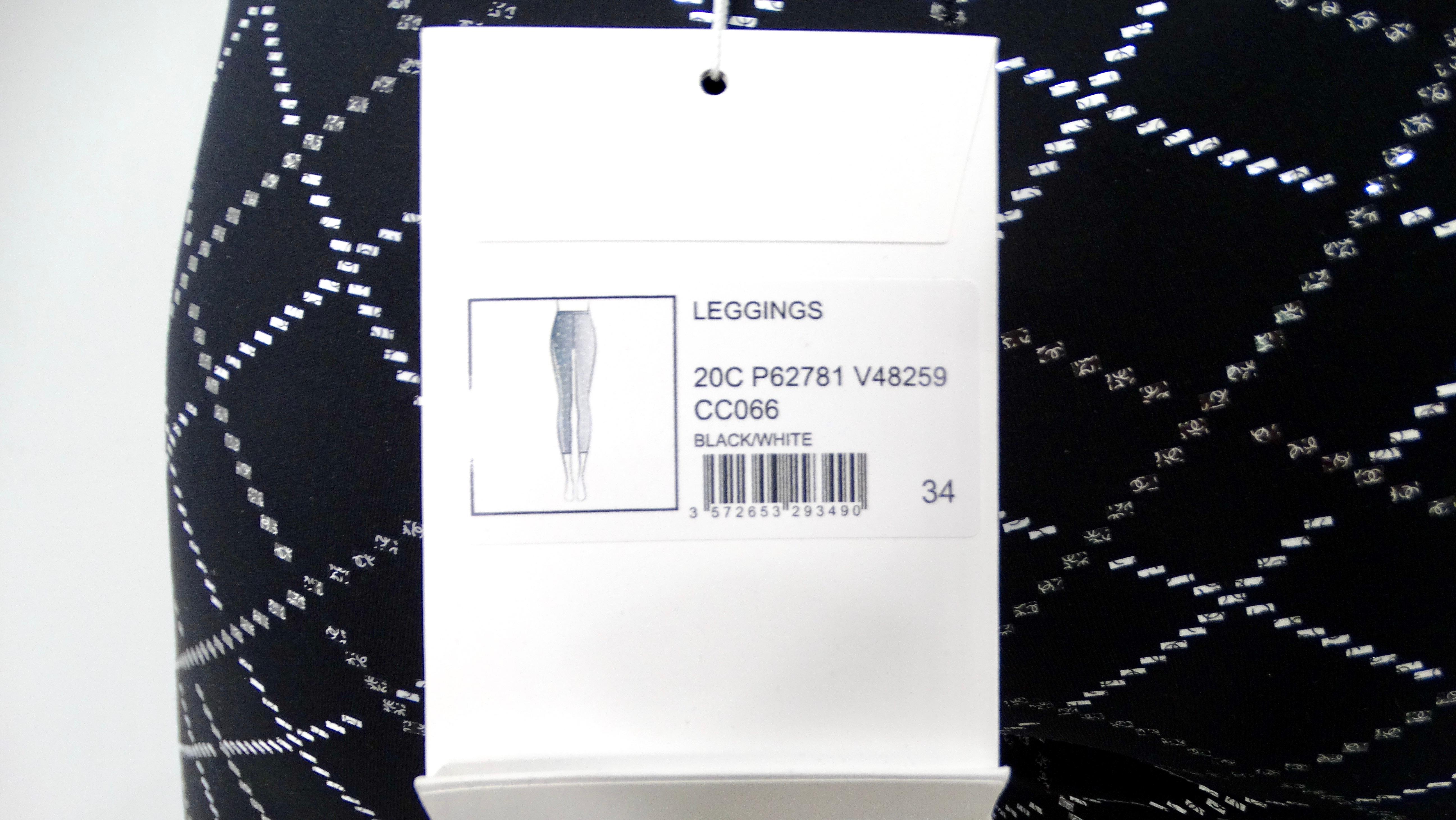 Chanel Schwarz-Weiß Neopren Reflektierende Hose 2020 im Angebot 3