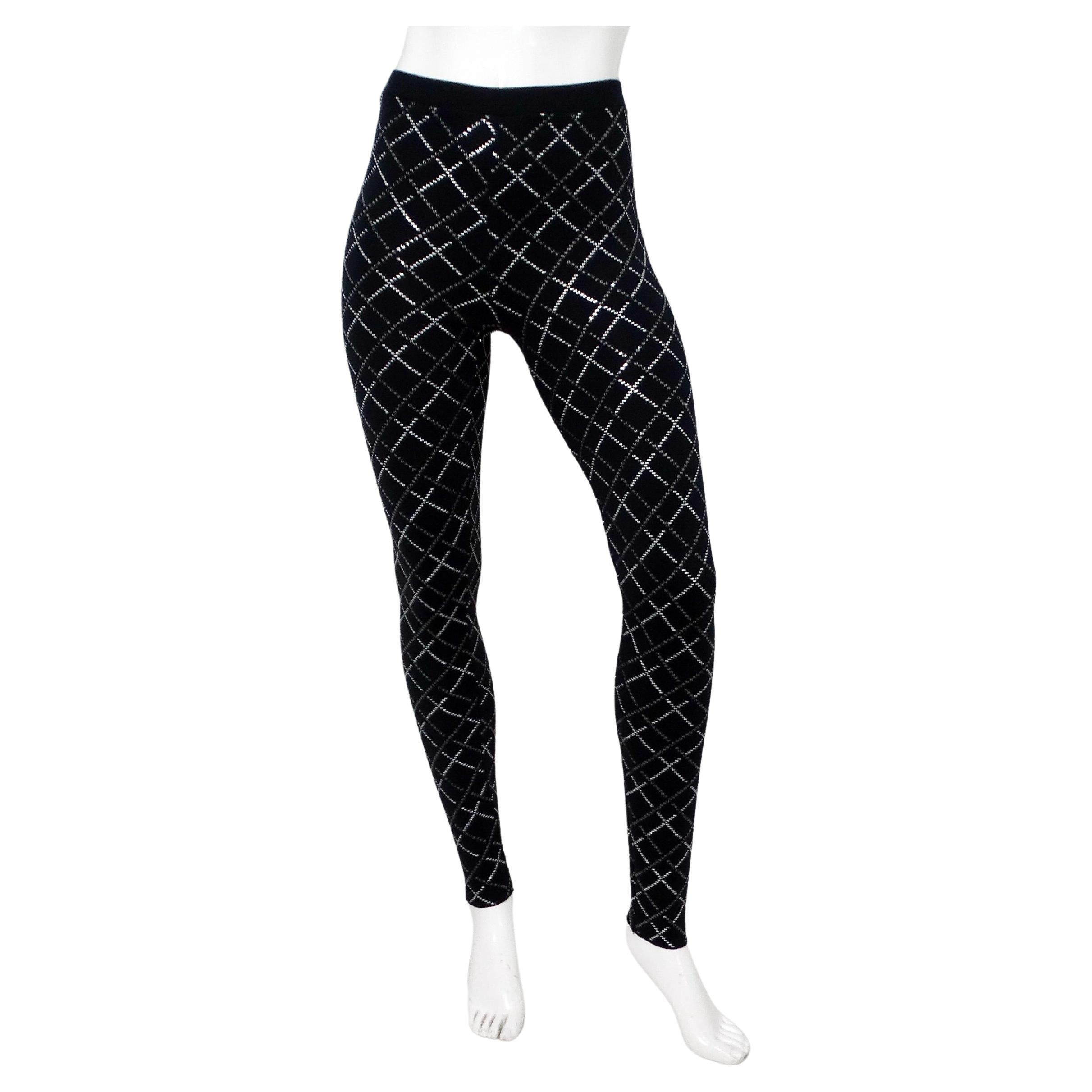 Chanel Schwarz-Weiß Neopren Reflektierende Hose 2020 im Angebot