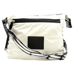 Chanel Negro Blanco Nylon Cross Body Messenger Bag
