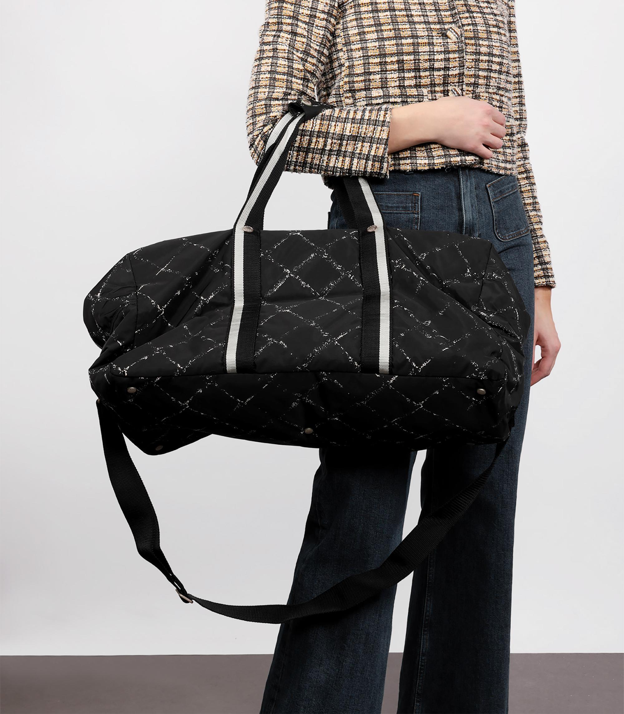 Women's or Men's Chanel Black & White Nylon Travel Line Duffle Bag