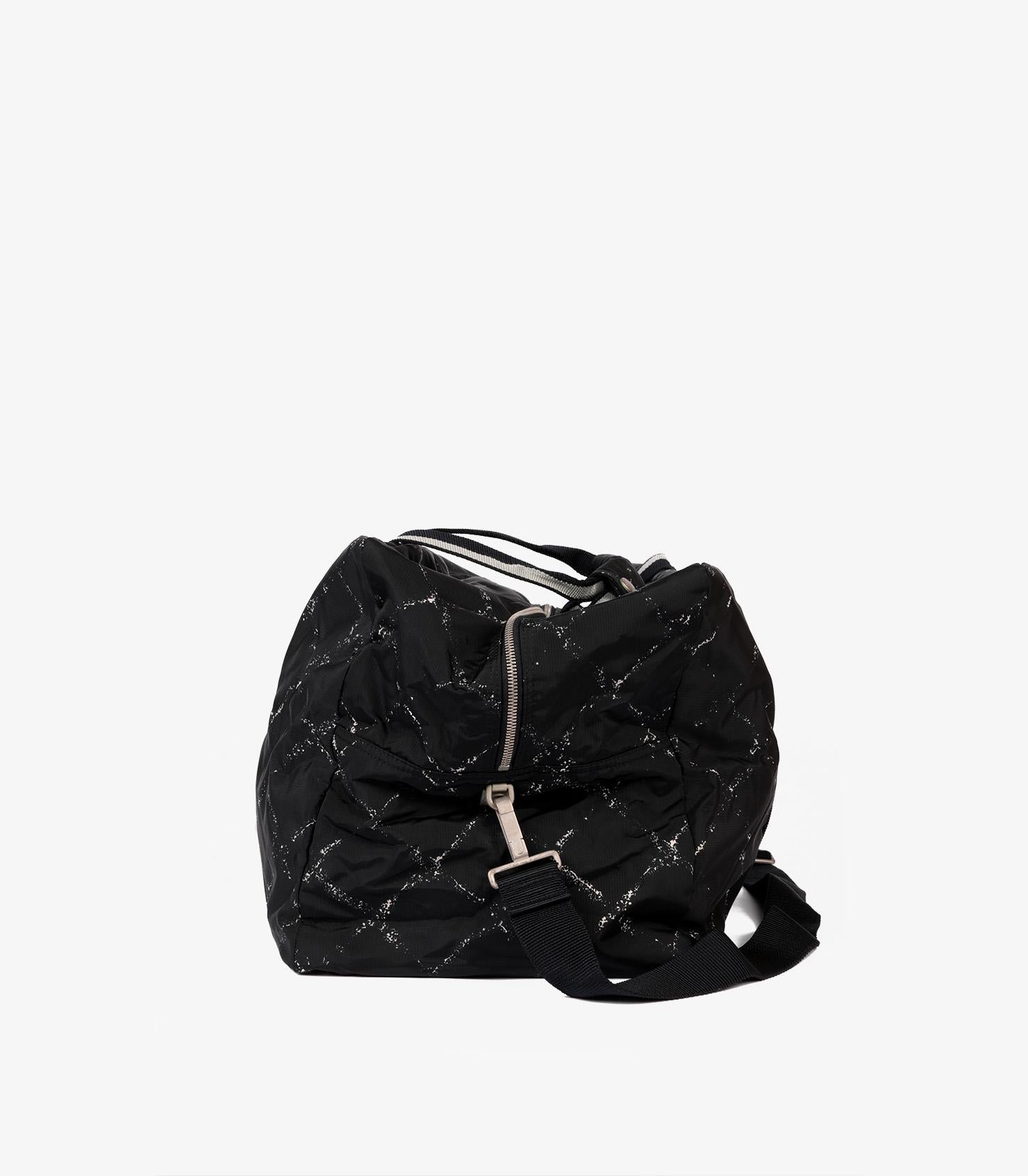 Chanel Black & White Nylon Travel Line Duffle Bag 2