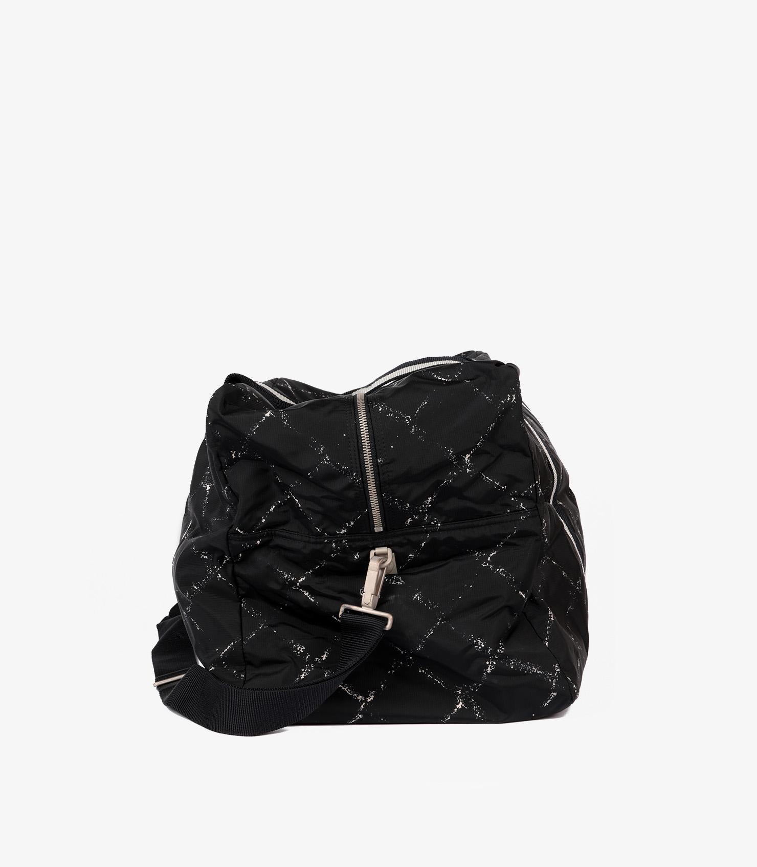 Chanel Black & White Nylon Travel Line Duffle Bag 3