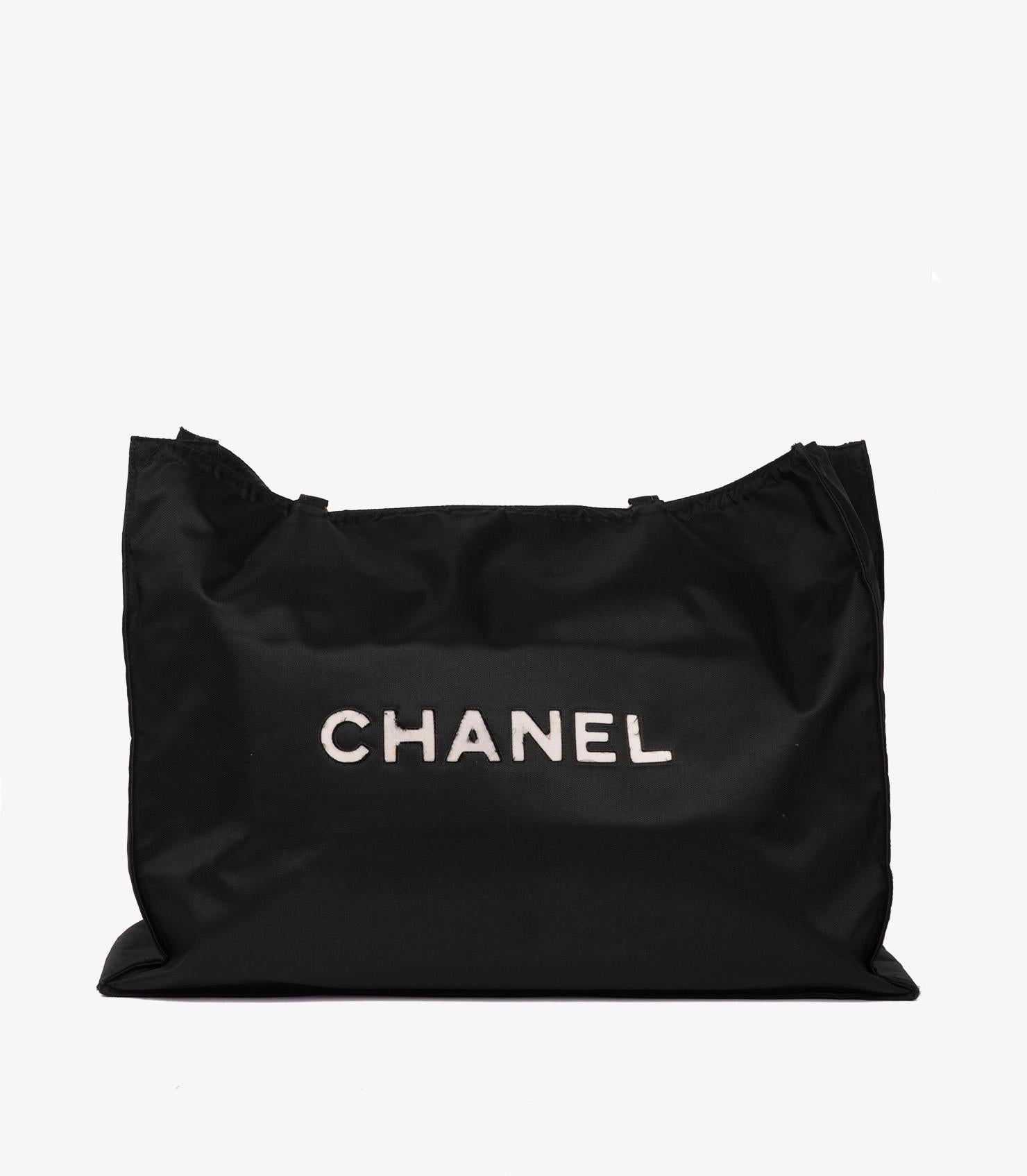 Chanel Black & White Nylon Vintage Large Timeless Shoulder Tote For Sale 1