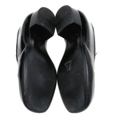 Chanel Black/White Patent Leather CC Chain Link Slip On Loafers Size 39