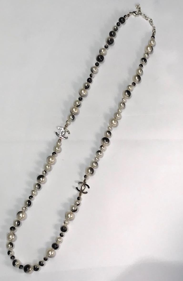 Chanel Black and White Pearl Necklace, Autumn 2015 Collection at 1stDibs