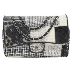 Chanel Black/White PVC Patchwork Tweed Jumbo Classic Single Flap Bag