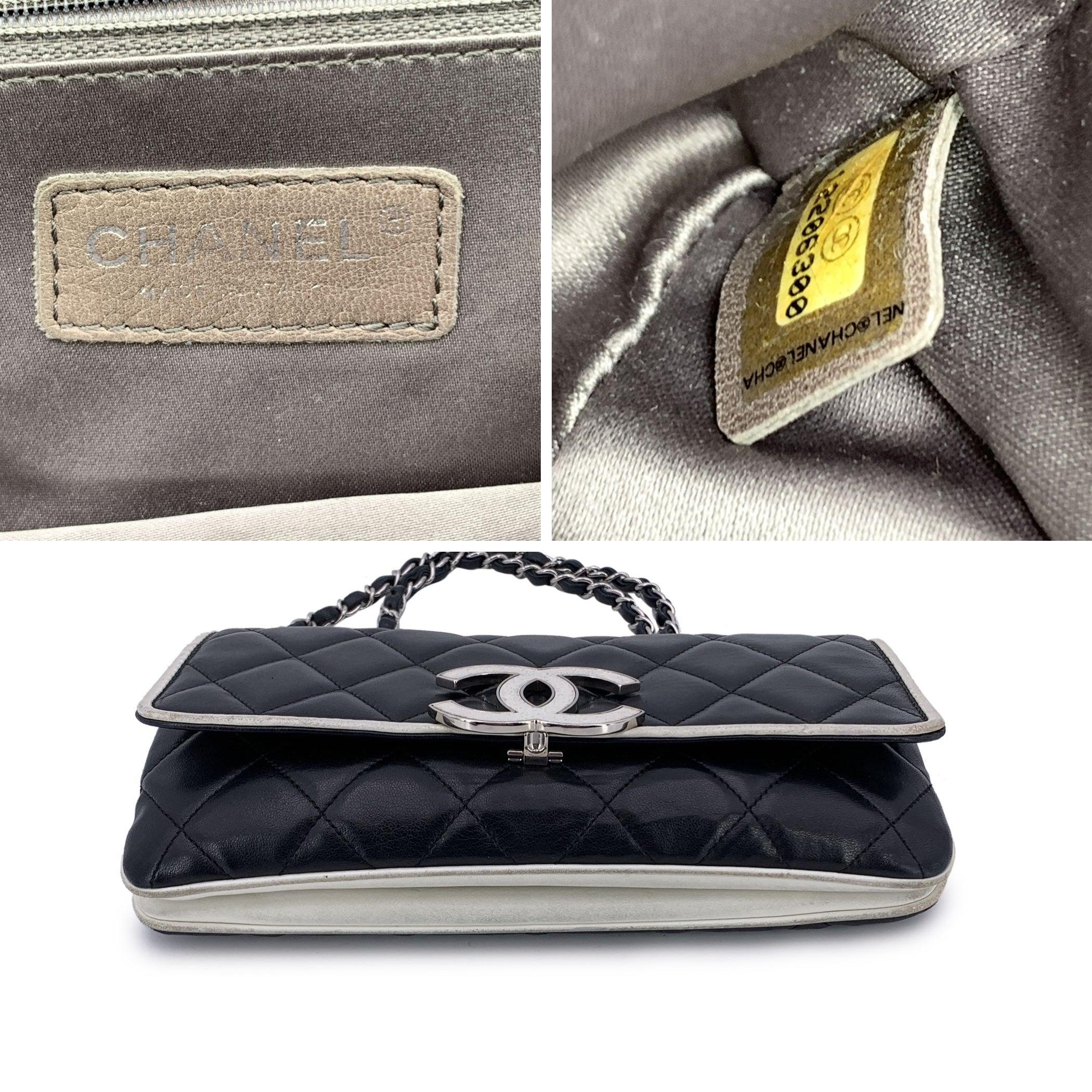 Chanel Black White Quilted Leather Medium Divine Flap Shoulder Bag 1
