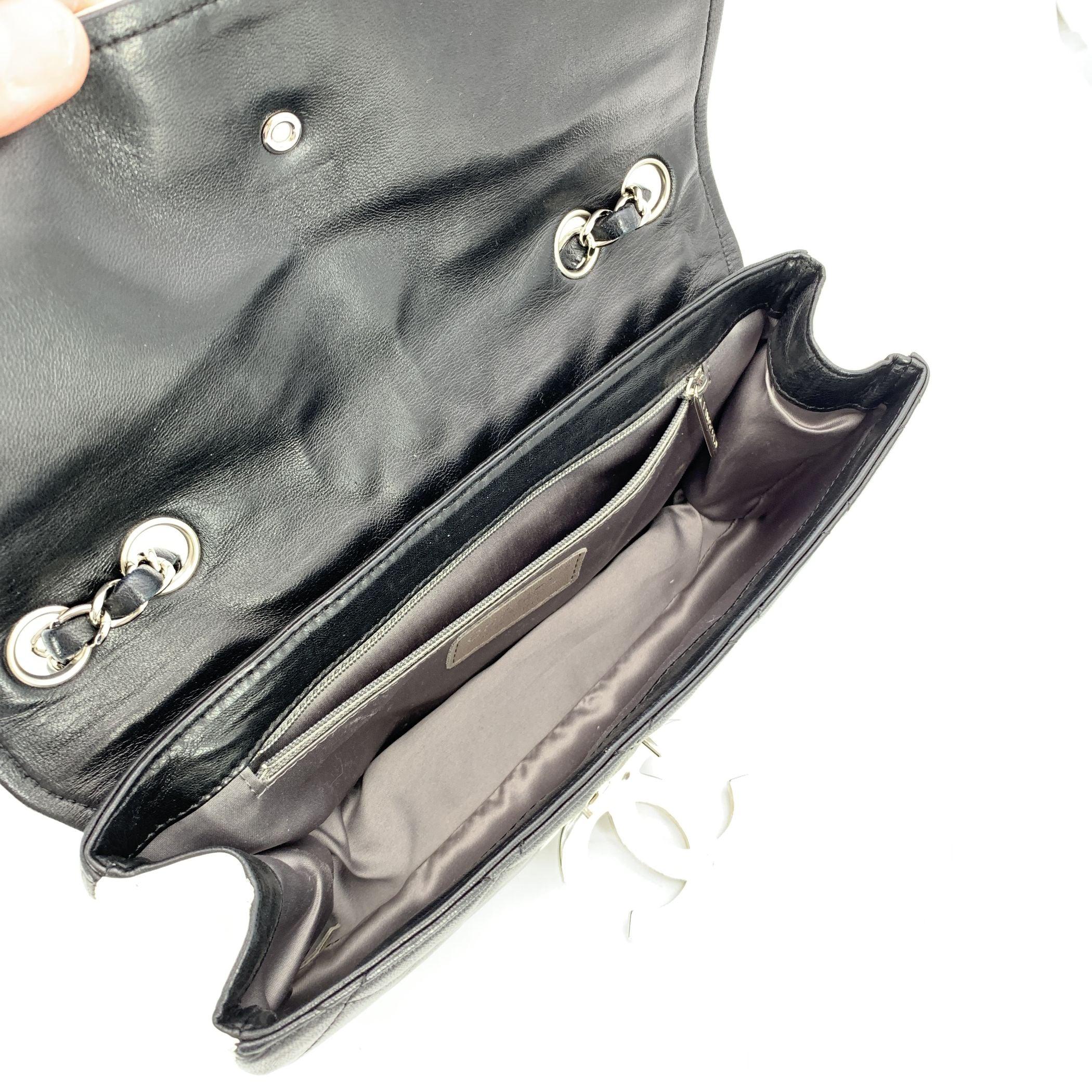 Chanel Black White Quilted Leather Medium Divine Flap Shoulder Bag 2