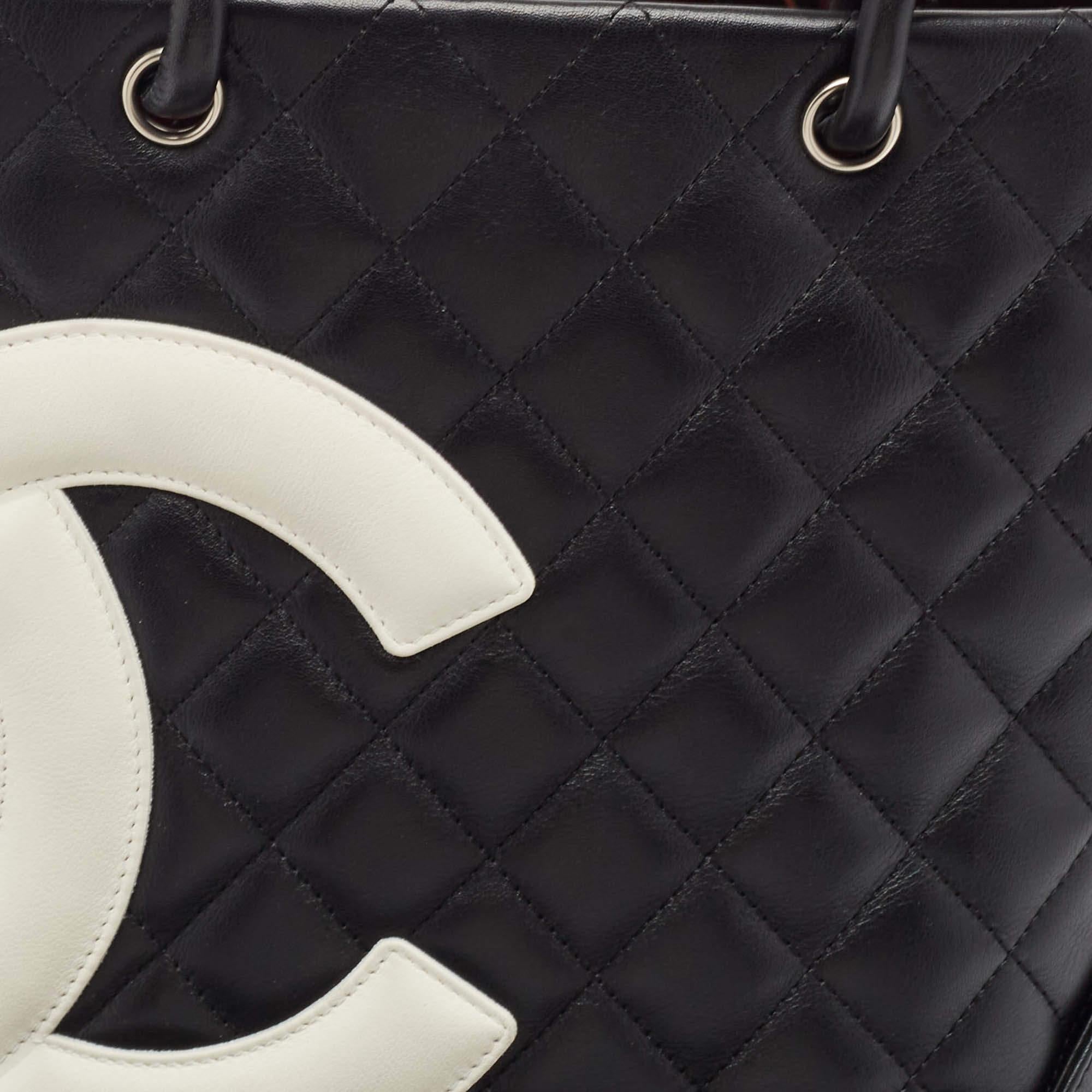 Chanel Black/White Quilted Leather Medium Ligne Cambon Bucket Tote 1