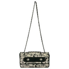 Chanel Black/White Satin and Leather Coco Mademoiselle Flap Bag